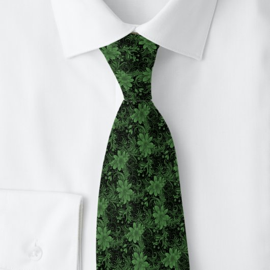 Jager Groen Bloemmotief Batik Stropdas