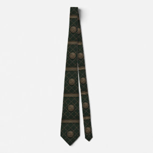 Jager Groen & Bronzen Jacht Lodge Embleem Stof  Stropdas