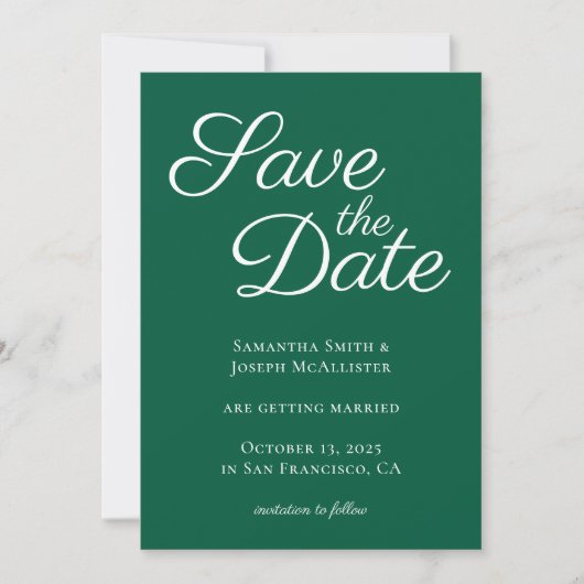Jager Groen Elegante Calligrafie Save The Date (Voorkant)