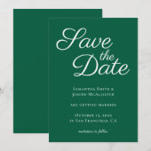 Jager Groen Elegante Calligrafie Save The Date (Voorkant / Achterkant)