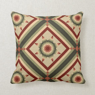 Jager groen en wijnrood Lone Star quilt ontwerp Kussen