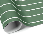 Jager Groen en Wit Dune Horizontale Gestreepte Cadeaupapier (Rol Hoek)