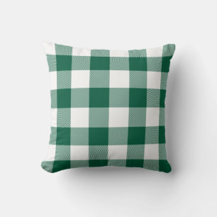 Jager groen en wit geruit plaid kussen