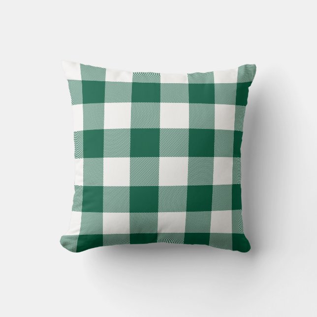 Jager groen en wit geruit plaid kussen (Voorkant)