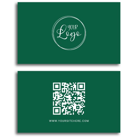 Jager groen en wit logo minimalistische QR-code Visitekaartje