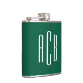 Jager groen en witte drieletter monogram heupfles (Rechts)