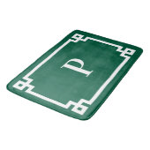 Jager Groen en Witte Griekse Sleutel Monogram Groo Badmat (Gekanteld)