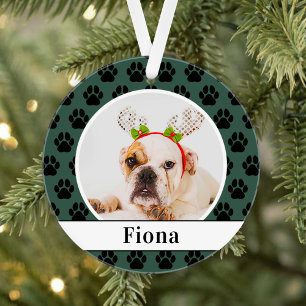 Jager Groen Honden Foto Script Naam Pootafdruk Ornament