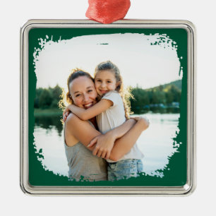 Jager Groen Moderne Grunge Rand Foto Metalen Ornament