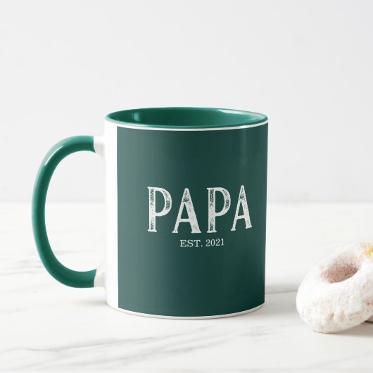 Jager Groen Papa Oprichtingsjaar Mok (Met donut)