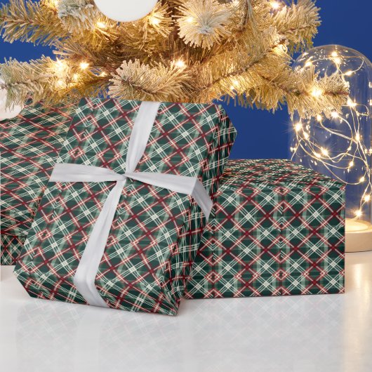 Jager groen rood geruit kerstcadeaupapier cadeaupapier (Feestdagen)