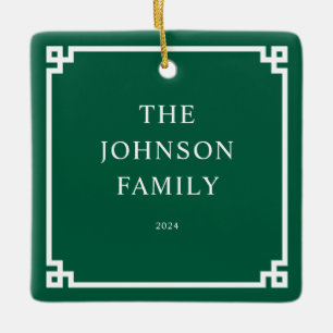 Jager groen wit Griekse sleutelrand familiefoto Keramisch Ornament