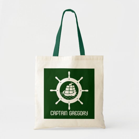 Jager Groen & Wit Nautisch Boat Wiel Tote Bag (Voorkant)