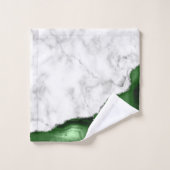 Jager groene agaat zilver glitters witte marmer bad handdoek (Wasdoekje)