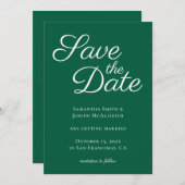 Jager groene elegante kalligrafie save the date (Voorkant / Achterkant)