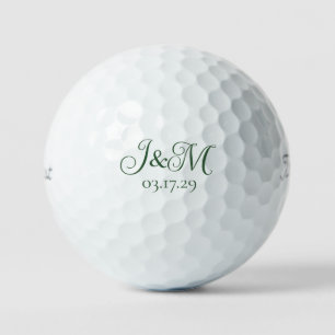 Jager groene huwelijksfavorieten met initialen golfballen