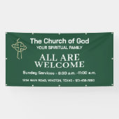 Jager groene kerkbanier met logo spandoek (Horizontaal)