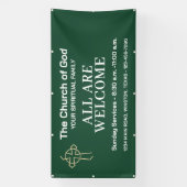 Jager groene kerkbanier met logo spandoek (Verticaal)