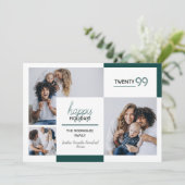 Jager groene Kerst met drie foto's gelukkig kerstf Feestdagenkaart (Staand voorkant)