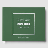 Jager groene kleur school afstuderen gastenboek (Voorkant)