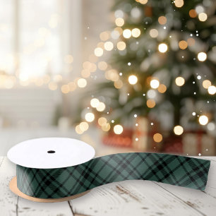 Jager groene Schotse tartan geruite Kerstmis Satijnen Lint