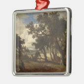 Jager in een landelijk landschap (Andreas Achenbac Metalen Ornament (Links)