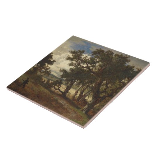 Jager in een landelijk landschap (Andreas Achenbac Tegeltje (Zijkant)