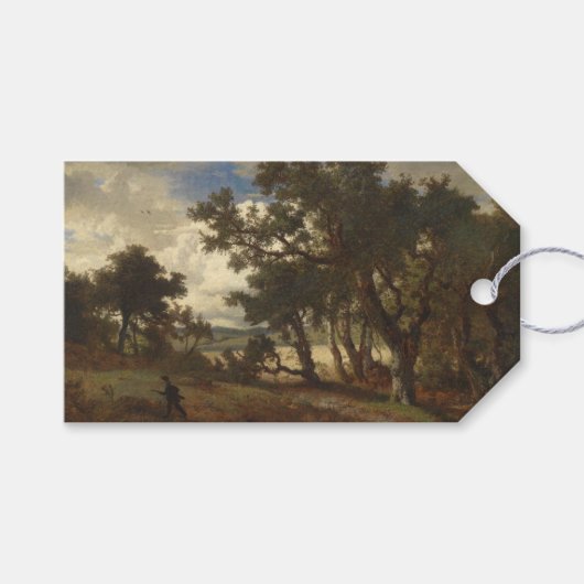 Jager in een landelijk landschap cadeaulabel (Voorkant (Horizontaal))