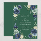 Jager Indigo Loof Eucalyptus Bruiloft Kaart (Voorkant / Achterkant)