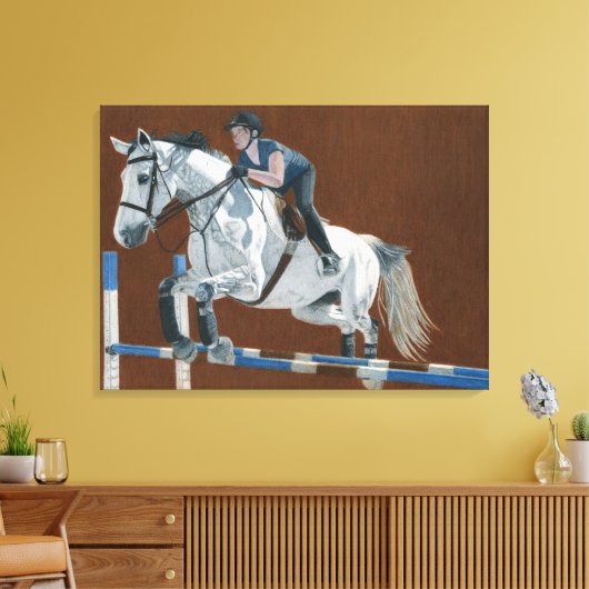 Jager/Jumper - Paard & ruiter Verpakt Canvas (Insitu (Woonkamer))