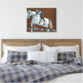 Jager/Jumper - Paard & ruiter Verpakt Canvas Afdruk (Insitu (Slaapkamer))