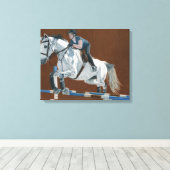 Jager/Jumper - Paard & ruiter Verpakt Canvas Afdruk (Insitu (Houten vloer))