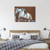 Jager/Jumper - Paard & ruiter Verpakt Canvas Afdruk (Insitu (Slaapkamer))