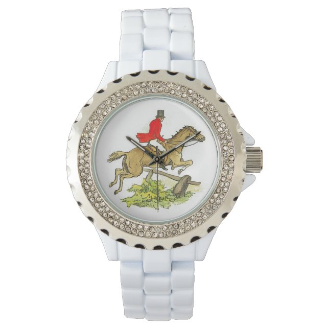 Jager Jumper Paard Vos Jacht Paard Ruiter Horloge (Voorkant)