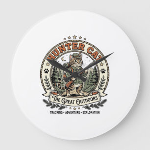 Jager Kat Jagen Buitenman Kat Vintage Vector Grote Klok