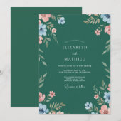 Jager Koraal Wilde Bloemen Bruiloft Kaart (Voorkant / Achterkant)