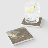 Jager op het Duitse platteland (door Achenbach) Stenen Onderzetter (Zijkant)