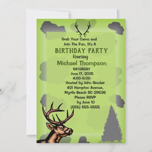 Jager Verjaardagsfeest met camouflage Kaart (Voorkant)