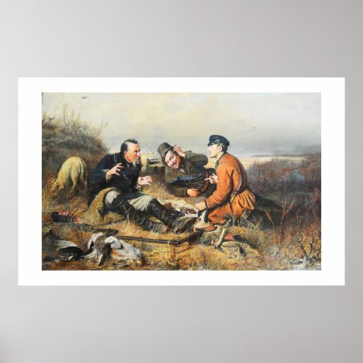 Jagers die een pauze nemen poster (Voorkant)