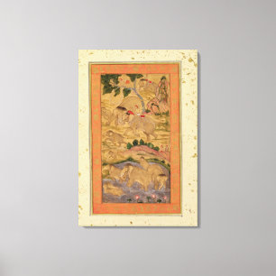 Jagers die elephants vangen, van de Grote Levensla Canvas Afdruk