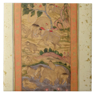 Jagers die elephants vangen, van de Grote Levensla Tegeltje