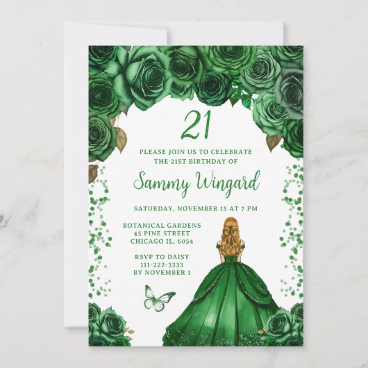 Jagers Groen Blond Haar Prinses Verjaardagsfeest Kaart (Voorkant)