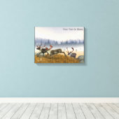 Jagers in de mist (kariboe) canvas print (Insitu (Houten vloer))