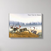 Jagers in de mist (kariboe) canvas print (Voorkant)
