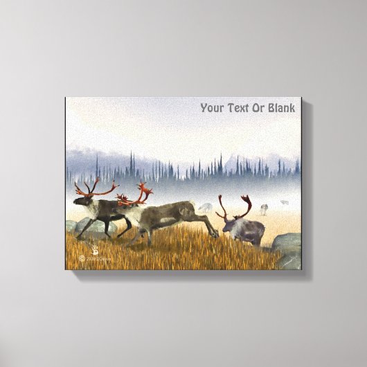 Jagers in de mist (kariboe) canvas print (Voorkant)