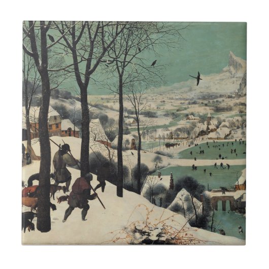 Jagers in de Sneeuw, beroemd kunstwerk, Tegeltje (Voorkant)