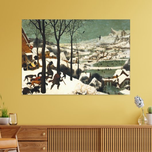 Jagers in de sneeuw door Pieter Bruegel de Ouderen Canvas Afdruk (Insitu (Woonkamer))