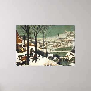 Jagers in de sneeuw door Pieter Bruegel de Ouderen Canvas Afdruk