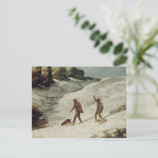 Jagers in de sneeuw of de stropers briefkaart (Staand voorkant)