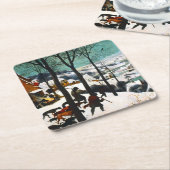 Jagers in het Sneeuwlandschap Pieter Bruegel Kartonnen Onderzetters (Schuin)